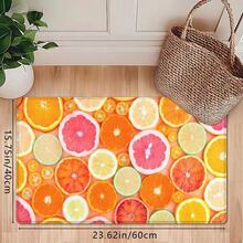 1 件夏季新鲜橙子和柠檬片水果印花门垫，柔软防滑吸水可机洗矩形短绒地毯，家居装饰地毯，适用于浴室、卧室、厨房、洗衣房 - 彩色 - 查看 5