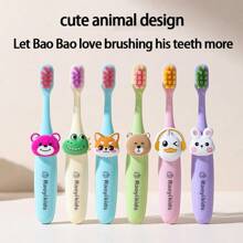 8 pièces Brosse à dents pour enfants à motif animal, soies souples pour la protection des gencives, convient aux nourrissons et aux tout-petits, décorations interchangeables de têtes d'animaux