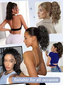 Ponytail Extension, 20 Inch Short Claw Clip Ponytail Extension, Wavy Curly Claw Clip In Ponytail Hair Extensions, Natural Fake Ponytail Synthetic Hairpiece For Women Daily