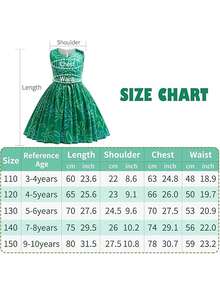 厌恶服装女孩万圣节圣诞节角色扮演公主派对化装打扮 + 假发围巾 + 腰带套装 - 綠色 - 查看 10