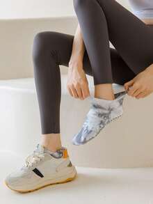 1 双短款瑜伽袜，扎染瑜伽普拉提袜，女士防滑运动袜，毛圈隐形瑜伽袜，四季健身踝袜 - 彩色 - 查看 8