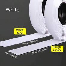 300cm/119in Total Length Dual-Sided Adhesive Tape, 150cm Hook & Loop, Self-Adhesive, Black/White, 2cm/4cm Width, Suitable For Office Desk & Home Decor Back To School