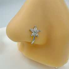 1 件铜花形假穿孔金鼻环鼻夹，适合女性外出聚会和生日礼物