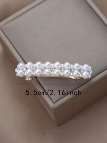 1pc Delicate Miniature 5-Petal Pearl Flower Hair Clip, High-End Tiny Spring Loaded Side Bangs Clip For Women - White - View 5
