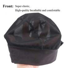Gorro de peluca de malla de 1 pieza con diadema ajustable, gorro de peluca, gorro de agarre para hacer pelucas - Negro - Ver 8