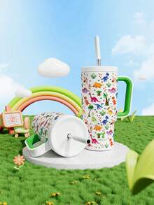 24oz Handled Insulated Tumbler, Vacuum Insulated Stainless Steel Travel Mug With Straw, Vacuum Insulated Water Bottle, Reusable Stainless Steel Water Bottle - Keeps Hot/Cold For Up To 24 Hours - White - View 3