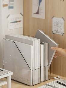 1pc Acrylic Desktop Filing Storage Box - Transparent Plastic Magazine File Organizer For Efficient Desk Organization, Durable Desktop Document Storage Box For Home, Office, Classroom, And Study Space; Keeps Papers Neat, Easy Access, Clear View, Contemporary Clear Design, Slim Profile, Multi-Function File And Magazine Holder - Multicolor - View 9