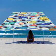 1 件海洋生物设计遮阳篷,轻松打造舒适休闲区,卡通海洋风格,100% 涤纶,矩形,防水,防紫外线,适用于户外花园、露台、海滩、夏季,附赠尼龙绳 - 彩色 - 查看 15