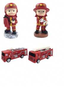 Assorted Firefighter Cake Decorations: Firefighter Themed Happy Birthday Cake Toppers, Firefighter Truck Figurine Cake Decorations, Firefighter Theme, Housewarming Party, Birthday Party Decorations, Cake Decor