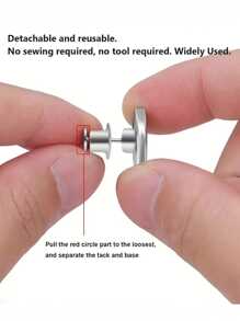 2 pièces/4 pièces/6 pièces Boutons de rechange pour jeans, boutons de taille sans clou, boutons de taille avec lettres argentées multifonctionnels amovibles. Kit de remplacement de boutons détachables pour jeans et jupes sans couture