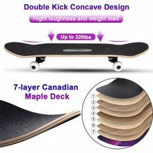 31 Inch Skateboard Complete Skateboa Double Kick Skate Board 7 Layer Canadian Maple Deck Skateboard For And Beginners - StarrySky#2 - View 2