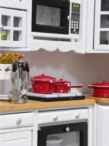 Accesorios de cocina en miniatura a escala 1/12, Juego de cocina para casa de muñecas que incluye olla metálica, sartén y espátula con soporte, mini artículos para fiestas, adecuado como accesorios de fotografía para OB11