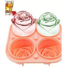 1pc 4-Hole Creative Rose-Shaped Homemade Ice Cube Tray, For Cocktail, Whisky, Beverage & Juice