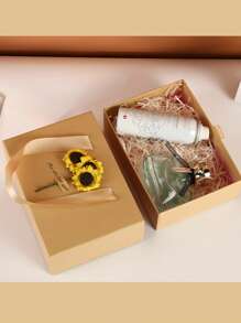 1 Stück Sonnenblumen Geschenkbox, Geschenkbox aus Material und Papier, leicht luxuriös, hochwertiges, sonnenblumenförmige Geschenkbox, geeignet für Heimdekoration, Hochzeitsgeschenk, Hochzeitsjubiläumsgeschenk, Geschenk für Freundin, Muttertagsgeschenk