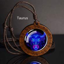 1 chiếc vòng cổ bằng gỗ biểu tượng cung hoàng đạo, Thiên Bình, Bọ Cạp, Nhân Mã, Ma Kết, Bảo Bình, Song Ngư, Mặt dây chuyền bằng gỗ biểu tượng vô cực - phong cách - Xem 14