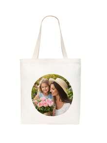 1pc Customizable Printed Photo, Logo, Text, Family, Pet, Cartoon, Couple Photo, Solid Color Tote Bag. Original Unisex Foldable Canvas Handbag, Large Capacity, Portable, Suitable For Teens, Youth, College Students, White Collar Workers, Perfect For Work, Back To School, Middle School, High School, University, Vacation, Cute, Adorable, Contracted,Bags & Luggage,2025 Halloween Accessories,Essential For Daily Travel - Multicolor - View 9
