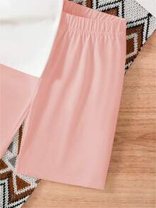 Girls Floral Print Short Sleeve Top And Shorts Set - Pink - View 5