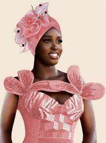 Élégante pièce pour cheveux rétro en fleurs, maille, plumes et organza, chapeau de décoration polyester unicolore adapté pour tous les jours, décontracté, soirée, mariage, vacances, printemps/été/automne/hiver