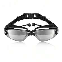 1 件防雾防紫外线游泳镜，防雾防水硅胶高清游泳镜，柔软硅胶镜框和可调节带子，宽视野透明镜片，舒适，适合泳池和海滩，潜水时在游泳课和娱乐期间保护眼睛和耳朵，节日礼物