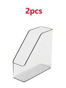 1pc Acrylic Desktop Filing Storage Box - Transparent Plastic Magazine File Organizer For Efficient Desk Organization, Durable Desktop Document Storage Box For Home, Office, Classroom, And Study Space; Keeps Papers Neat, Easy Access, Clear View, Contemporary Clear Design, Slim Profile, Multi-Function File And Magazine Holder - Multicolor - View 14