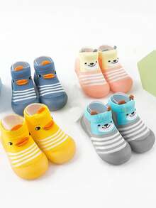 1Pair Baby Walking Socks Shoes Toddler Soft Rubber Sole Non-Skid Indoor Floor Slipper Infant Boys Girls First Walking Trainers Shoe - Multicolor - View 3