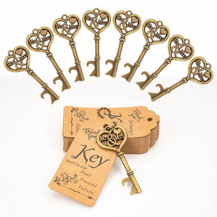 10/30/50 PCS Quà tặng đám cưới Móc mở chai chìa khóa, Quà tặng tiệc cô dâu có thẻ cảm ơn và dây chuyền, Quà tặng tiệc em bé cho khách hoặc quà lưu niệm cho khách số lượng lớn - Nhiều màu - Xem 1