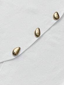 女士新款时尚简约优雅金属水滴纽扣无袖背心，V领修身针织商务上衣，春夏秋季