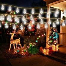 1pc Solar Powered Fairy String Lights, Solar Powered Vintage Gourd Rope Lights With 16 Bulbs, 8 Illumination Modes, Waterproof String Lights For Outdoor Patio, Balcony, Fence, Garden, Christmas Decor