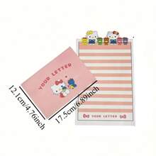 Sanrio [مصرح به] سانريو 8 قطع (4 أوراق خطاب و 4 مغلفات) مجموعة أوراق خطاب وأظرف بطابع القطة KT والزخرفة المنقطة ، طقم رسائل كرتونية أنمي جذابة، لوازم مكتبية وقرطاسية مدرسية