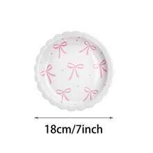 10/20/50/100pcs,Black Bow Plates And Napkins Cups Tableware Sets For Coquette Birthday Decorations, Black Birthday Party Supplies Bow Birthday Decorations - Pink - View 8