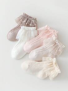 1 Par de Meias com Renda para Meninas, Meias de Bebê Finas e Respiráveis, 100% Algodão, Primavera/Verão