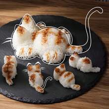 1pc Cute Cat Shaped Sushi & Mashed Potato Mold - Plastic, Suitable For Kitchen And Dining Use - White - View 6
