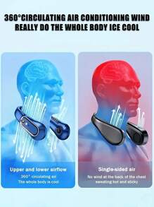 1 pezzo Ventilatore portatile da collo ricaricabile regolabile, ventilatore indossabile, raffreddatore d'aria portatile ricaricabile con display digitale a LED, 5 velocità di regolazione, ventola da collo appesa, uscita dell'aria superiore e inferiore, ventilatore USB portatile mini senza lame