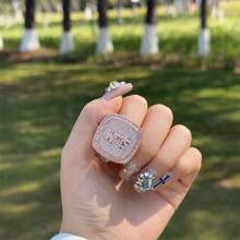 Customized Hip-Hop New Products DIY Mini Letter Ring Exaggerated Niche Square Ring Jewelry - Rose Gold - View 1