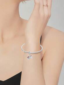 Silver Plated Charm Bullhorn Coffee Heart-Shaped Brown Pendant Charm Pendant Ball Suitable For Bracelets DIY Women's Jewelry - Silver - View 2