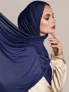 1pc Elegant Solid Color Scarf, All Season - Mercerized Cotton Headscarf - View 12