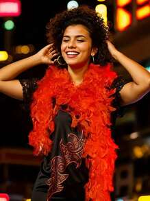 1PC Colorful Artificial Fur Boas For Women For Dancing Wedding Party Halloween,Stage Decoration Holiday Party Headwear Accessories Clothing Accessories, ,Scarf Decoration, Suitable For Birthday Party, Halloween,Horse Racing, Tea Party, New Year's Eve, Concert And Home Decor, Dance Wedding, Stage Performance, Carnival Costume And Accessories, Party Supplies,Ideal Choice For Gifts