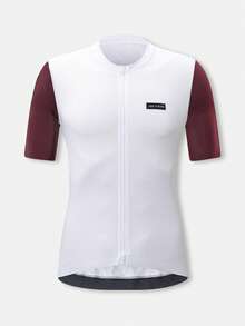 [HISERWA]2025 Summer Spring Men's BikeJersey Short Sleeve Color Block ,Seamless Construction & Anti-Slip Hem,3+1 Zipper Pockets,MTB/Road Cycling Top - Burgundy - View 2