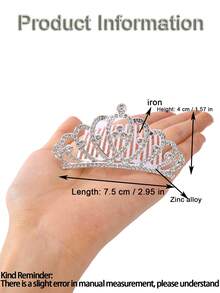 1pc Silver Elegant Princess Headpiece Hair Accessories Headband Hair Comb, Women European&American Masquerade Crown Tiara, Alloy Crystal Bridal Wedding Party Birthday Cosplay Decor - Silver - View 3