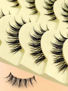 Asiteo 5 Pairs Cartoon Cosplay Eyelashes, 3D Natural Full Strip Transparent Band False Lashes For Costume Dance Performance, Daily Wear & Makeup - Lông mi Manga nhọn - Xem 7