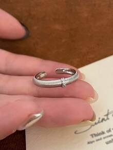 1pc Wide Textured Gold/Silver Open Band Rings, Suitable For Everyday Wear For Women - JZ7887 Wide Version - View 7