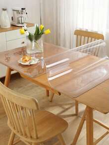 1pc Rectangular PVC Transparent Tabletop Protector Mat, Washable Anti-Slip Heat Insulation Desk Pad, Suitable For Home, Dining Table, Wedding, Holiday Party Decoration - Transparent - View 8