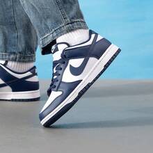 Nike Dunk Low Retro 2026 para hombre, nuevos tenis deportivos casuales de estilo vintage con patchwork y bloques de color, zapatillas de skateboard de caña baja, HF5441-107 - Azul y blanco - Ver 9