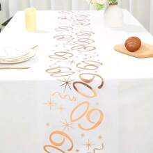 1 pieza Elegante tapete de mesa dorado chapado, adecuado para decoración de fiestas de cumpleaños de 18, 20, 40, 50, 60 años, aniversarios, jubilación, decoración de fiesta de feliz cumpleaños