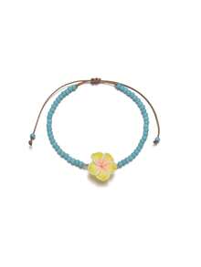 波西米亚度假风格花朵串珠编织可调节女士脚链