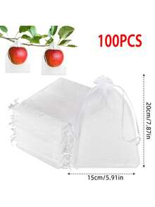 50 Pieces Fruit Protection Bags Fruit Netting Bags With Drawstring,Garden Fruit Cover Mesh Bag To Protect Plants From Pest Birds Squirrels - White - View 14