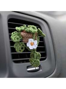 1pc Handmade Knitted Car Air Vent Hanging Basket, Car Decor Vent Clip Ornament, Gift, Air Vent Planter
