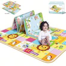 Foldable Baby Play Mat, Reversible Cartoon Pattern Kids Room Carpet, Educational Activity Surface Easy To Carry