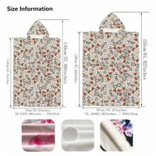 1pc Digital Printed Pattern Ultra-Fine Fiber Hooded Bath Towel, Suitable For Bathing, Swimming Pool, Travel Items, Festival Gifts