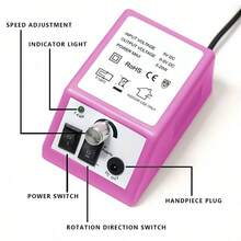 Kit eléctrico de cuidado de uñas y pedicura con lima de uñas y amoladora de uñas de bajo ruido - Rosa Fucsia - Ver 9